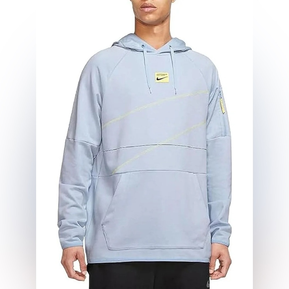 Nike Dri-FIT‎ Men's Fleece Pullover Fitness Hoodie Size M Light Blue